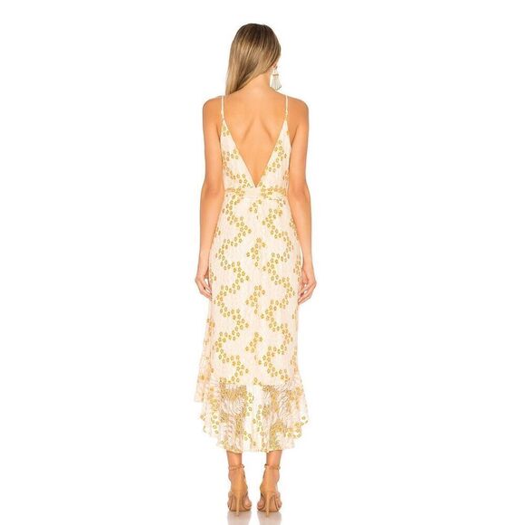 Lovers + Friends Bridget MIDI Dress in Ivory & Orange Size Medium NWT (READ) 4-8 - Picture 3 of 7